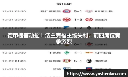 德甲榜首动摇！法兰克福主场失利，前四席位竞争激烈