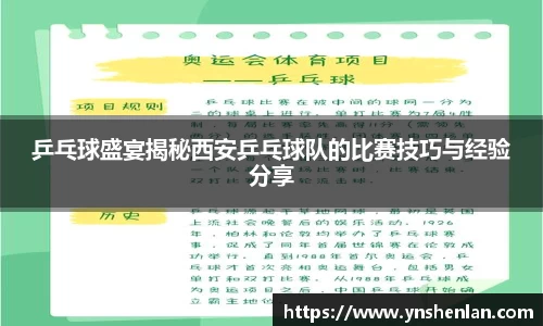 乒乓球盛宴揭秘西安乒乓球队的比赛技巧与经验分享