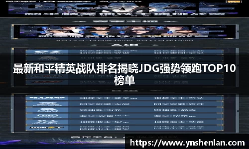 最新和平精英战队排名揭晓JDG强势领跑TOP10榜单